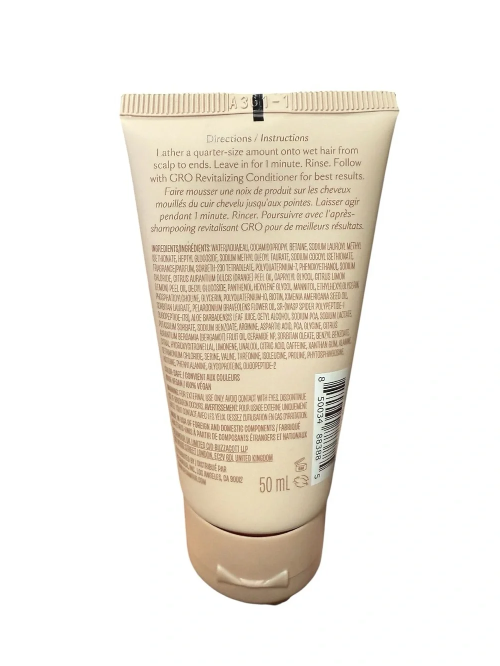 Vegamour GRO Revitalizing Shampoo with keratin travel size 1.7 oz